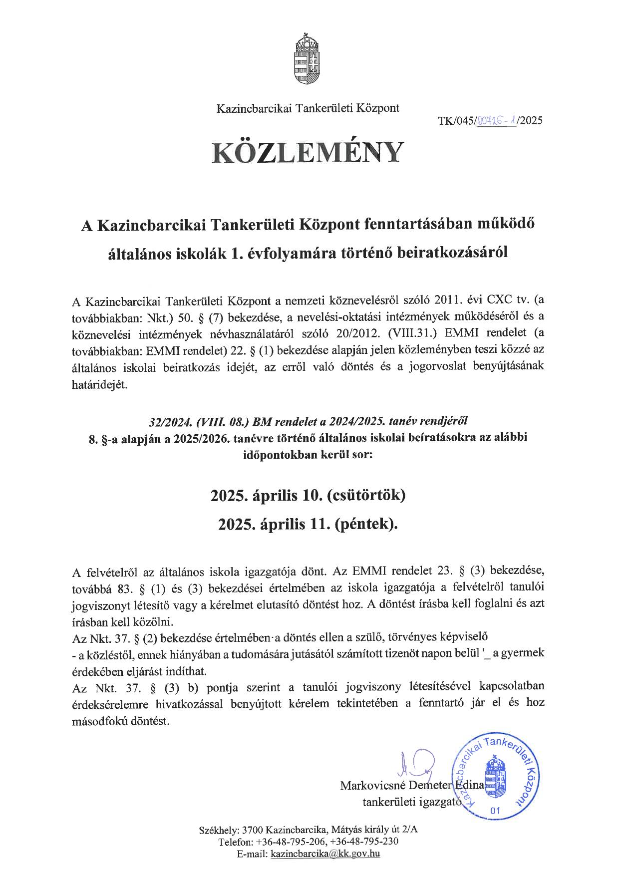 Kazincbarcikai TK_Kozlemeny_altalanos iskolai beiratkozas 2025_2026-1.jpg