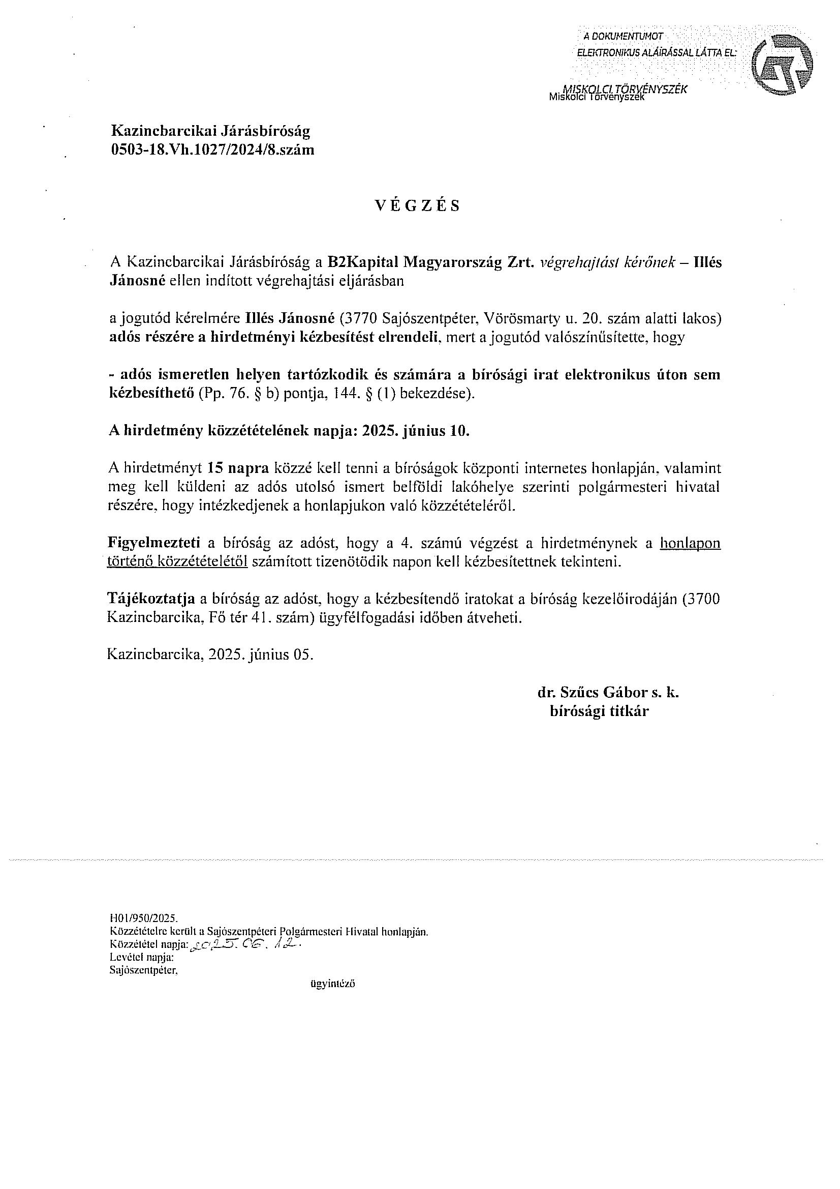 0503-18.Vh.1027/2024/8. Végzés