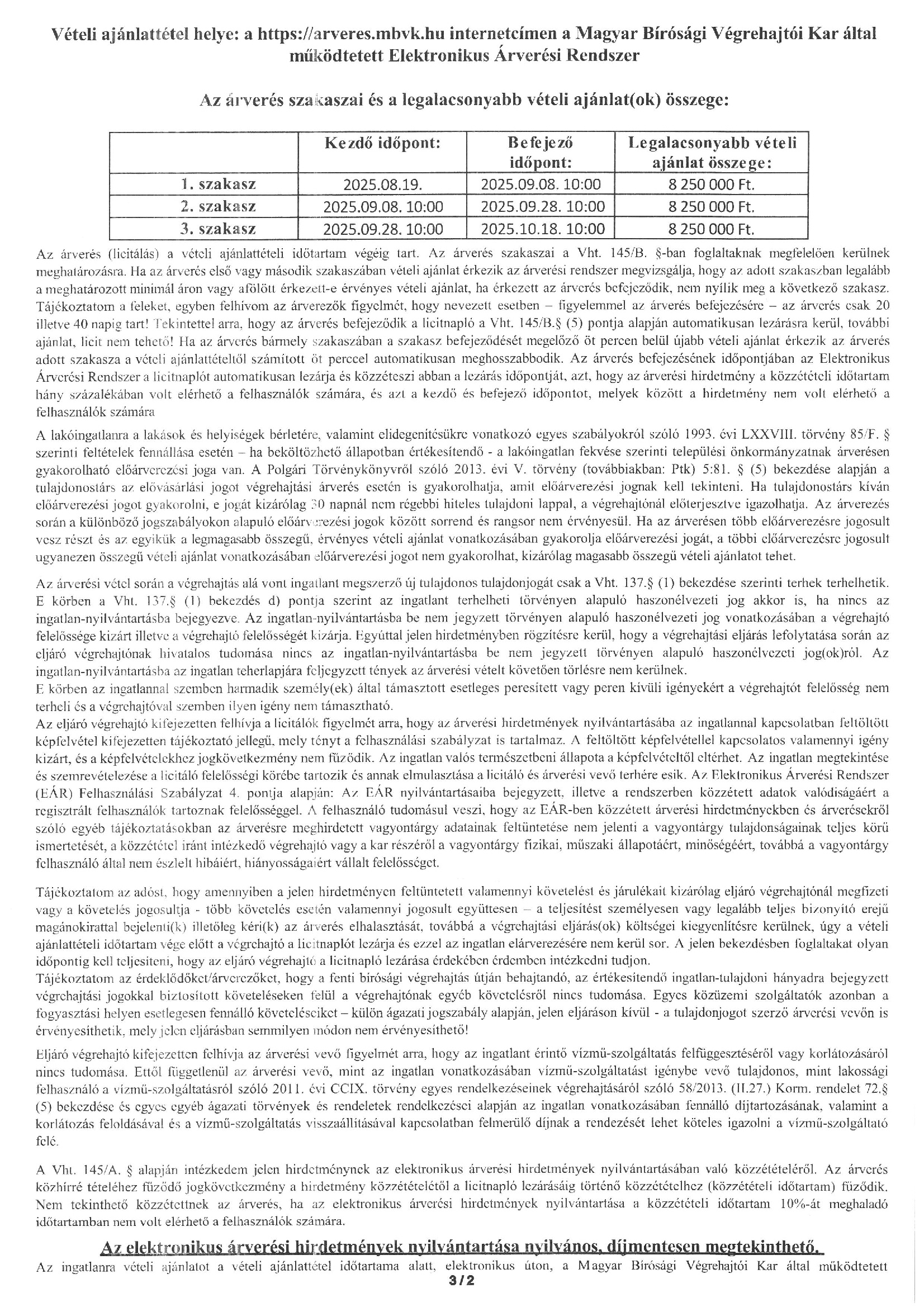 Ingatlanárverési hirdetmény2