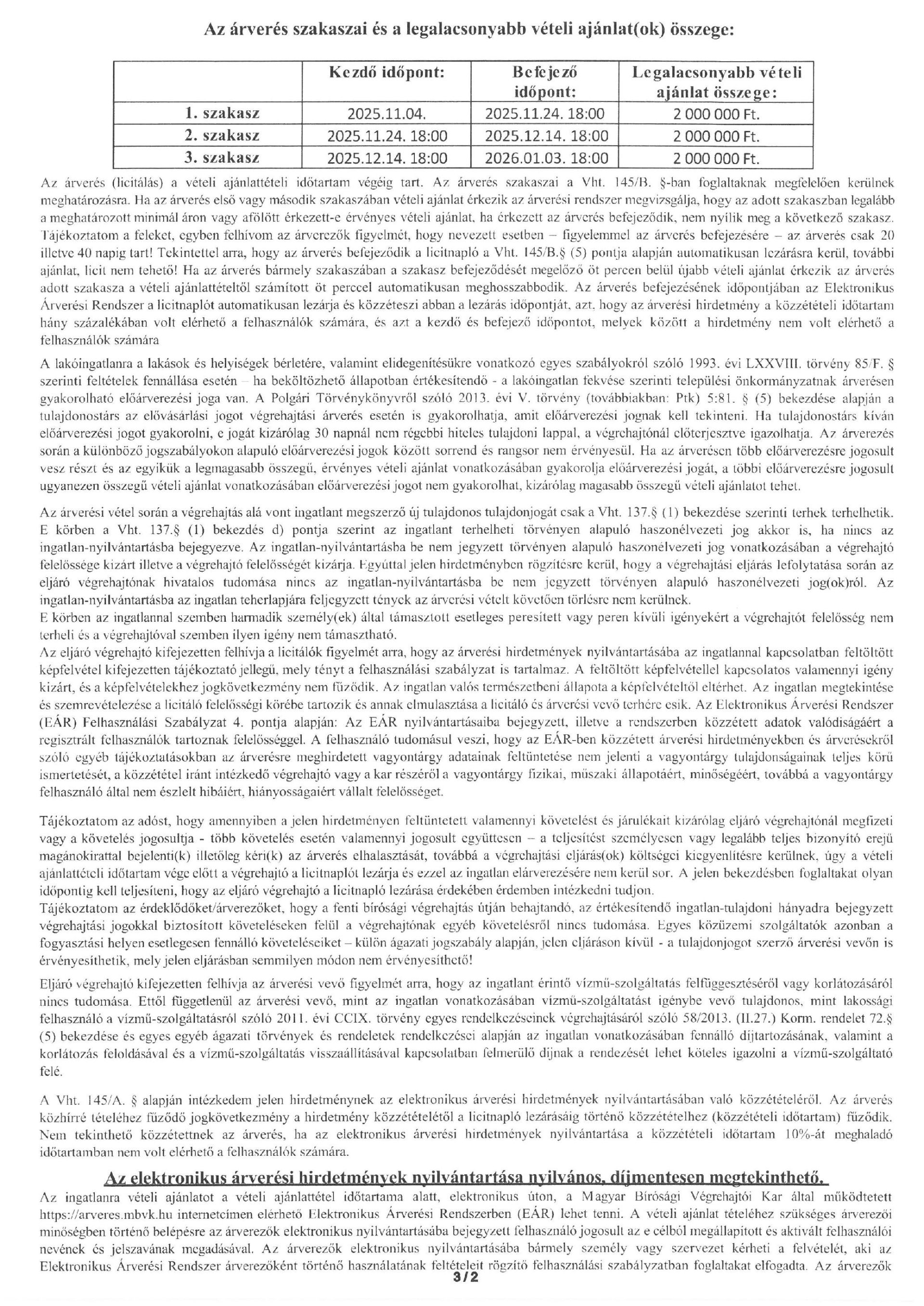 Ingatlanárverési hirdetmény 240.V.2020/2020/174 2. oldal